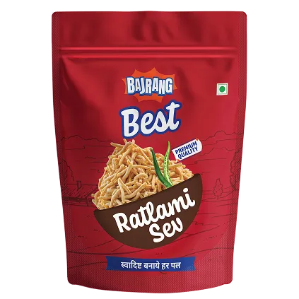 Bold spices, strong flavors, and that signature laung twist, Bajrang Ratlami Sev brings the taste of Ratlam streets straight to your plate. It’s crunchy, teekha, and full-on masaledaar. Pair it with chai or sprinkle it on poha. Perfect for those who love a little teekha magic with their snacks.